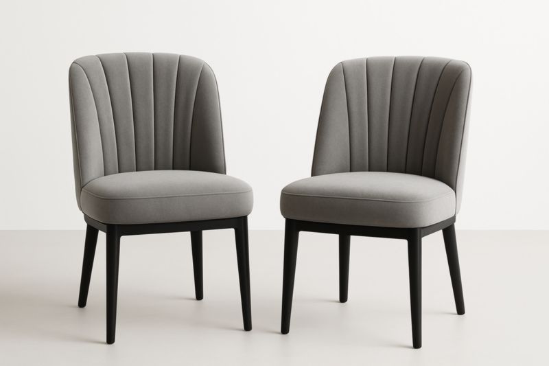 Set di 2 Sedie Grigie in Tessuto con Gambe in Legno-Xenorital