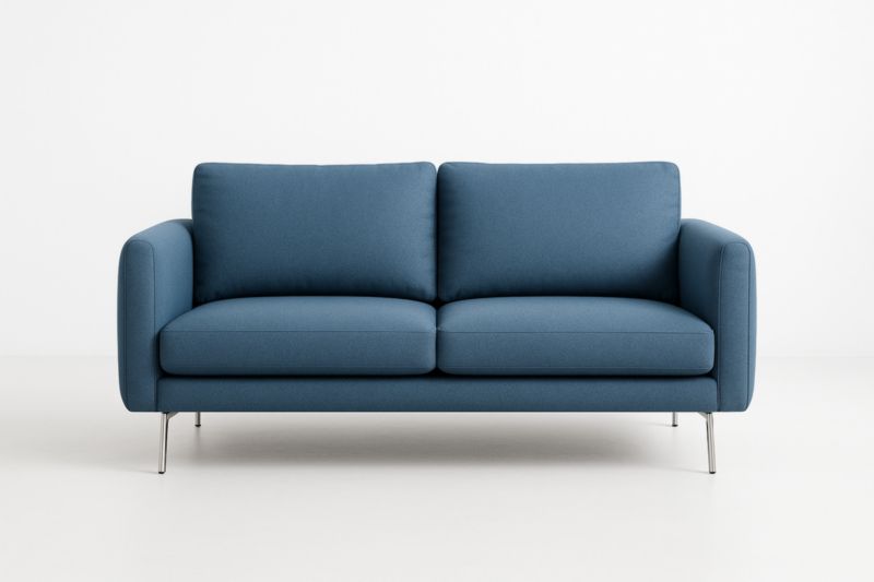 Divano a due posti in tessuto blu con struttura in metallo-Xenorital