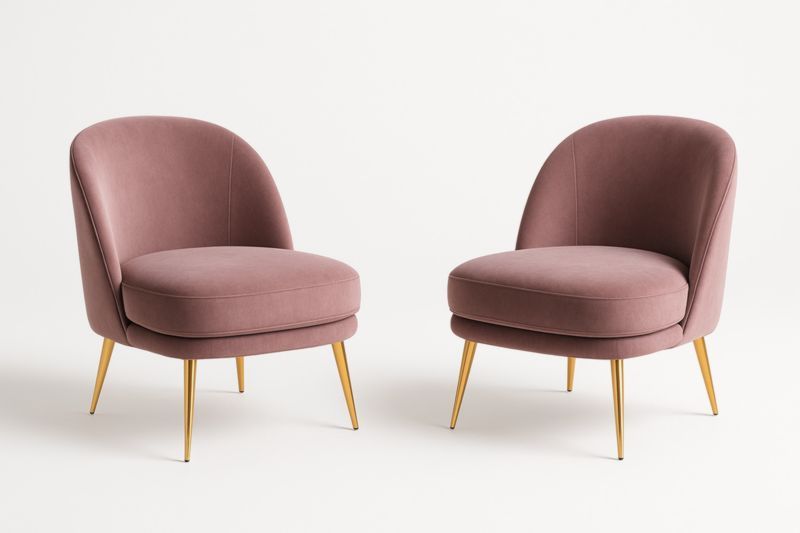 Set di 2 Poltrone in Velluto Rosa con Gambe in Metallo-Xenorital