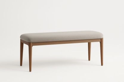 Panca rettangolare in legno massello con rivestimento in tessuto grigio-Xenorital