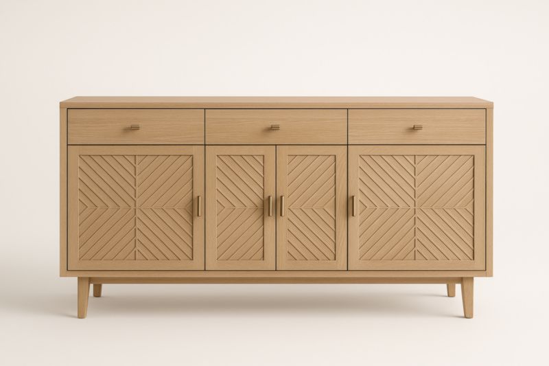 Credenza in legno di quercia con tre cassetti e quattro ante-Xenorital