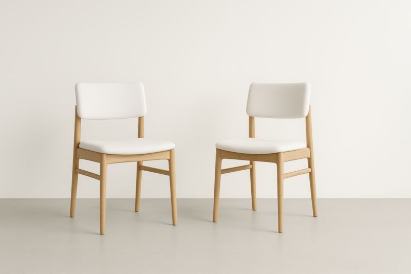 Set di 2 Sedie in Legno e Tessuto Bianco-Xenorital