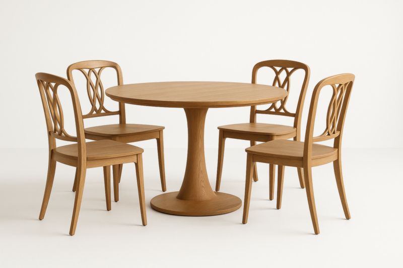 Set Tavolo Rotondo in Legno con 4 Sedie-Xenorital