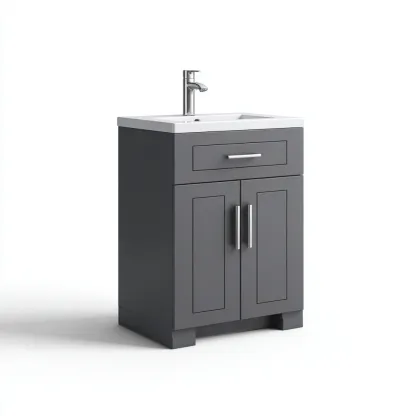 Meuble vasque-bois-céramique-58x44x89 cm-Gris-Moderne-Placidla