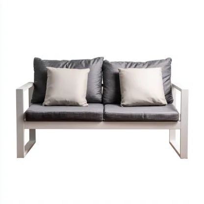 Canapé de jardin-aluminium-132x73x77 cm-gris foncé-blanc-design moderne-Placidla