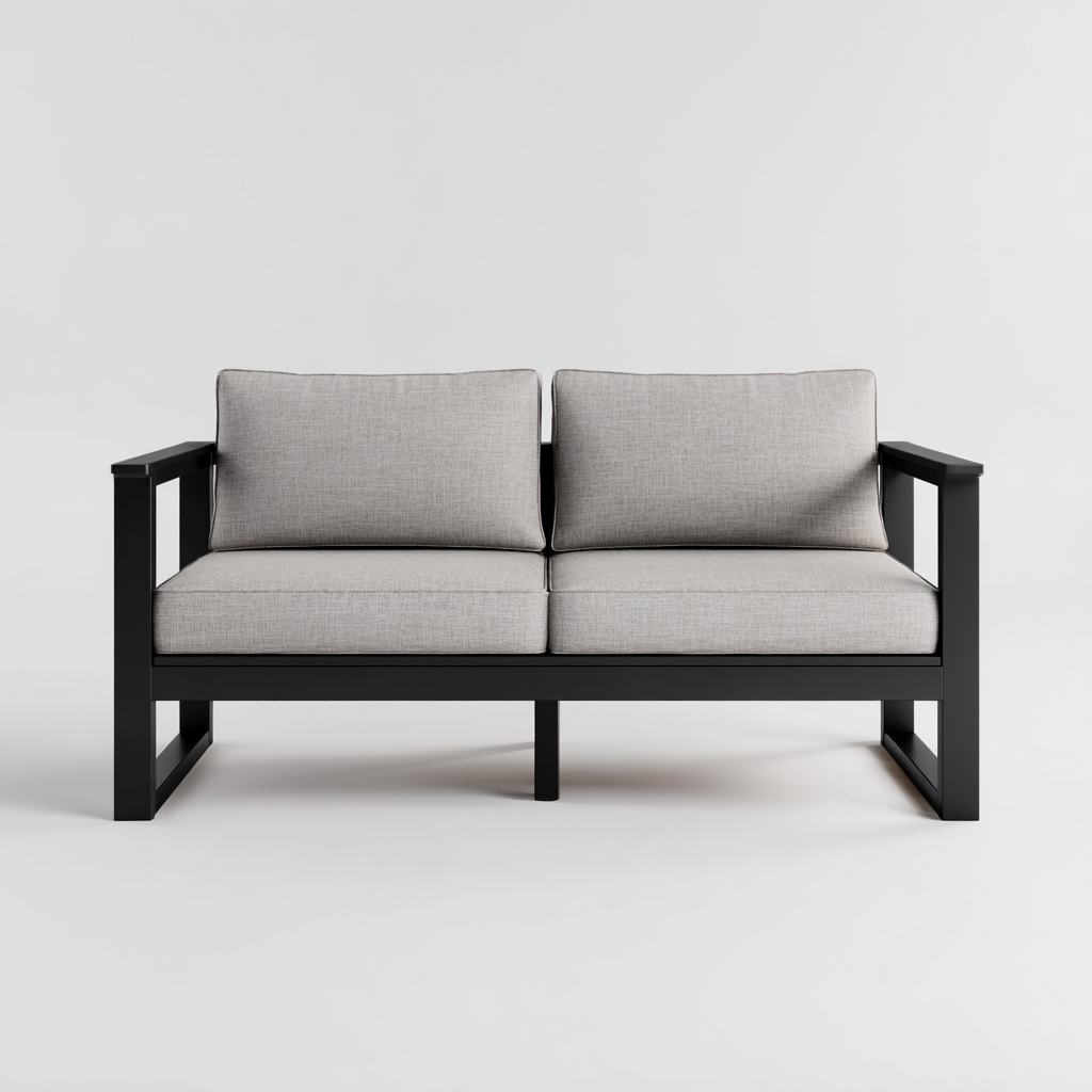 Canapé de jardin-aluminium-128x72x76 cm-gris clair-noir-design moderne-Placidla