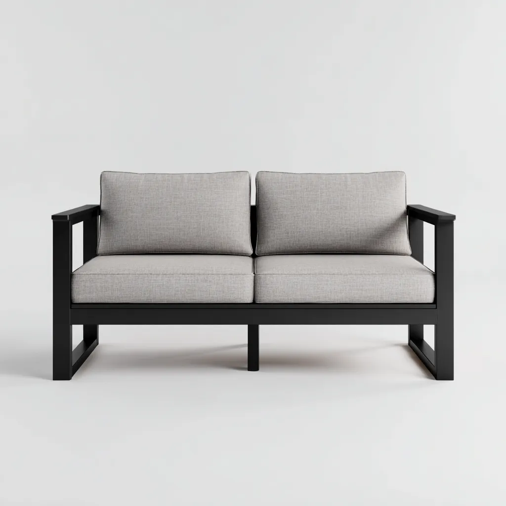 Canapé de jardin-aluminium-128x72x76 cm-gris clair-noir-design moderne-Placidla