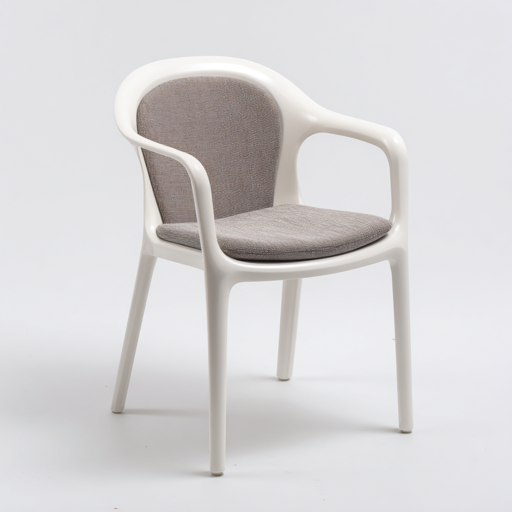 Chaise de jardin-plastique-tissu-55x57x82 cm-blanc-gris-moderne-Placidla