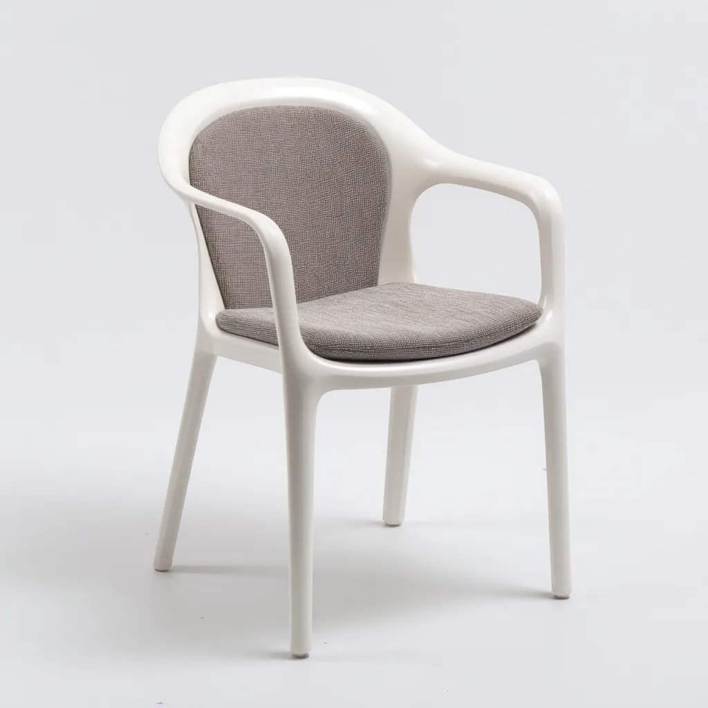 Chaise de jardin-plastique-tissu-55x57x82 cm-blanc-gris-moderne-Placidla