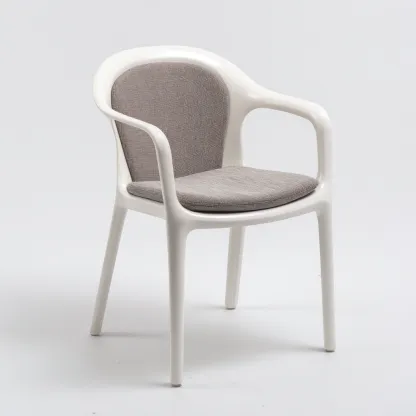 Chaise de jardin-plastique-tissu-55x57x82 cm-blanc-gris-moderne-Placidla