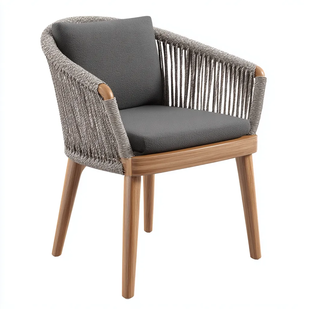 Chaise de jardin-rotin-tissu-57x59x85 cm-gris-naturel-moderne-Placidla