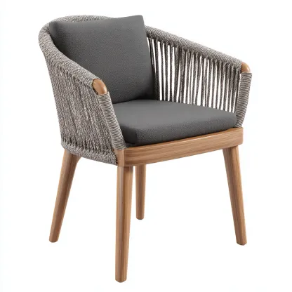 Chaise de jardin-rotin-tissu-57x59x85 cm-gris-naturel-moderne-Placidla