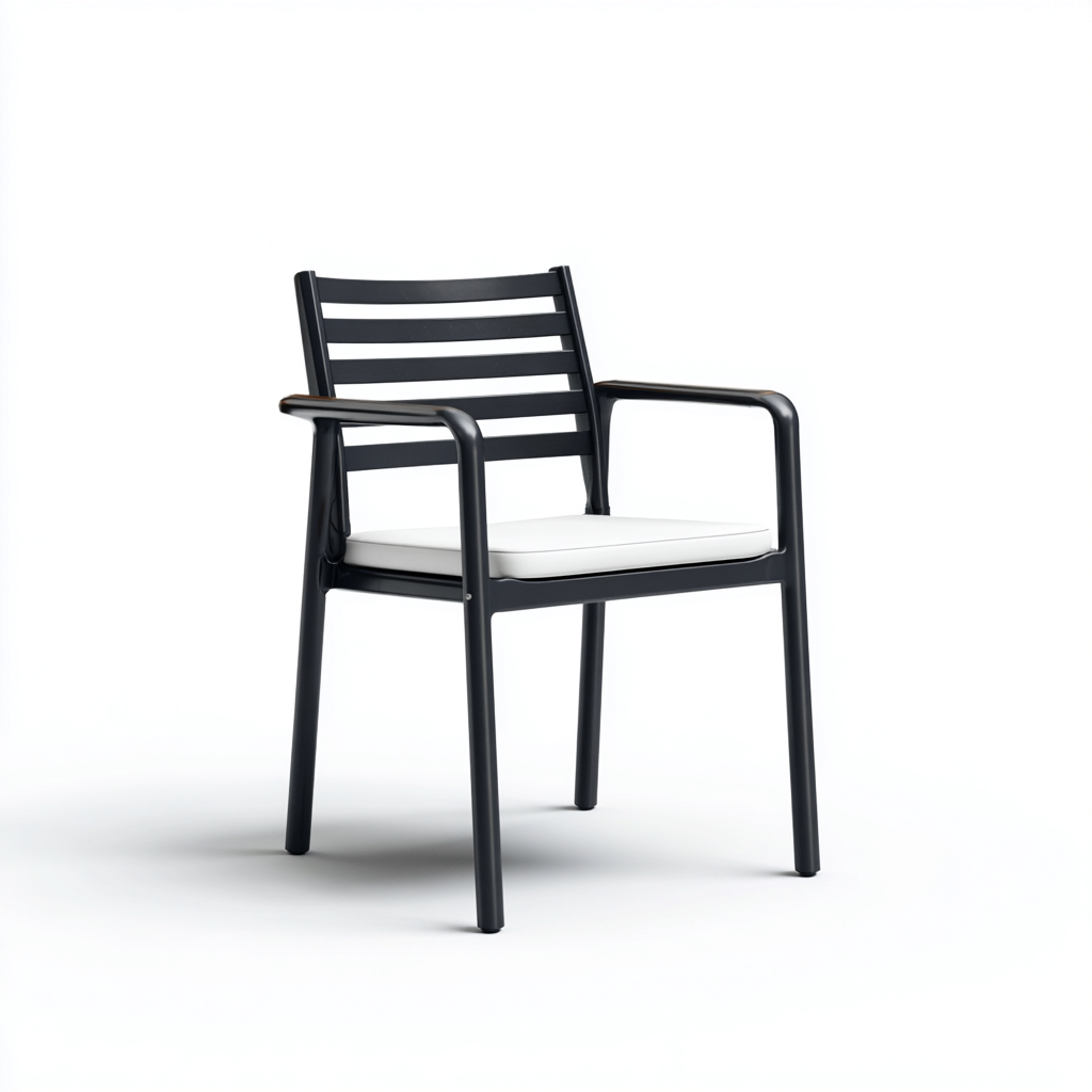 Chaise de jardin-métal-tissu-56x57x82 cm-noir-blanc-moderne-Placidla