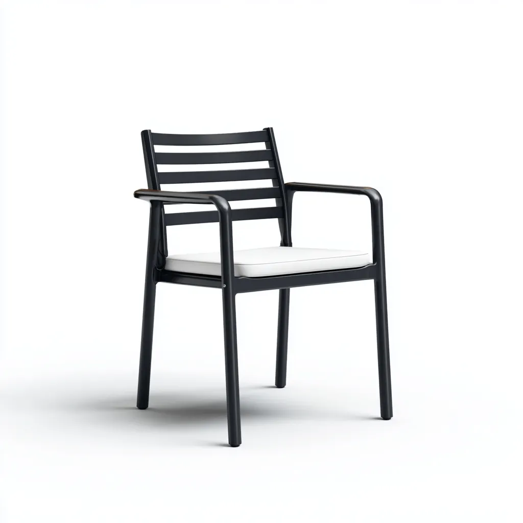Chaise de jardin-métal-tissu-56x57x82 cm-noir-blanc-moderne-Placidla