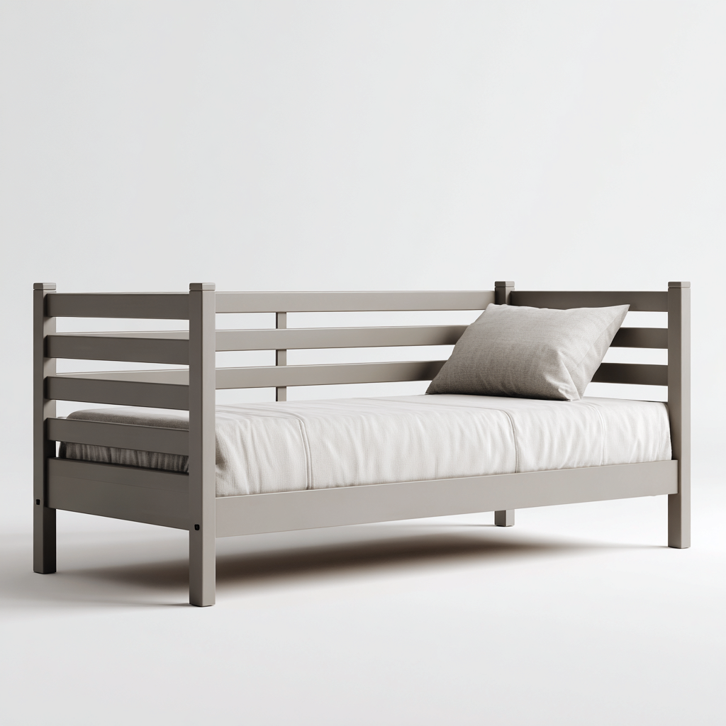 Canapé lit - bois - 203x92x85 cm - gris - style minimaliste-Placidla