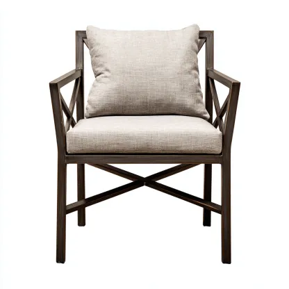 Chaise de jardin-bois-tissu-58x61x85 cm-beige-moderne-Placidla