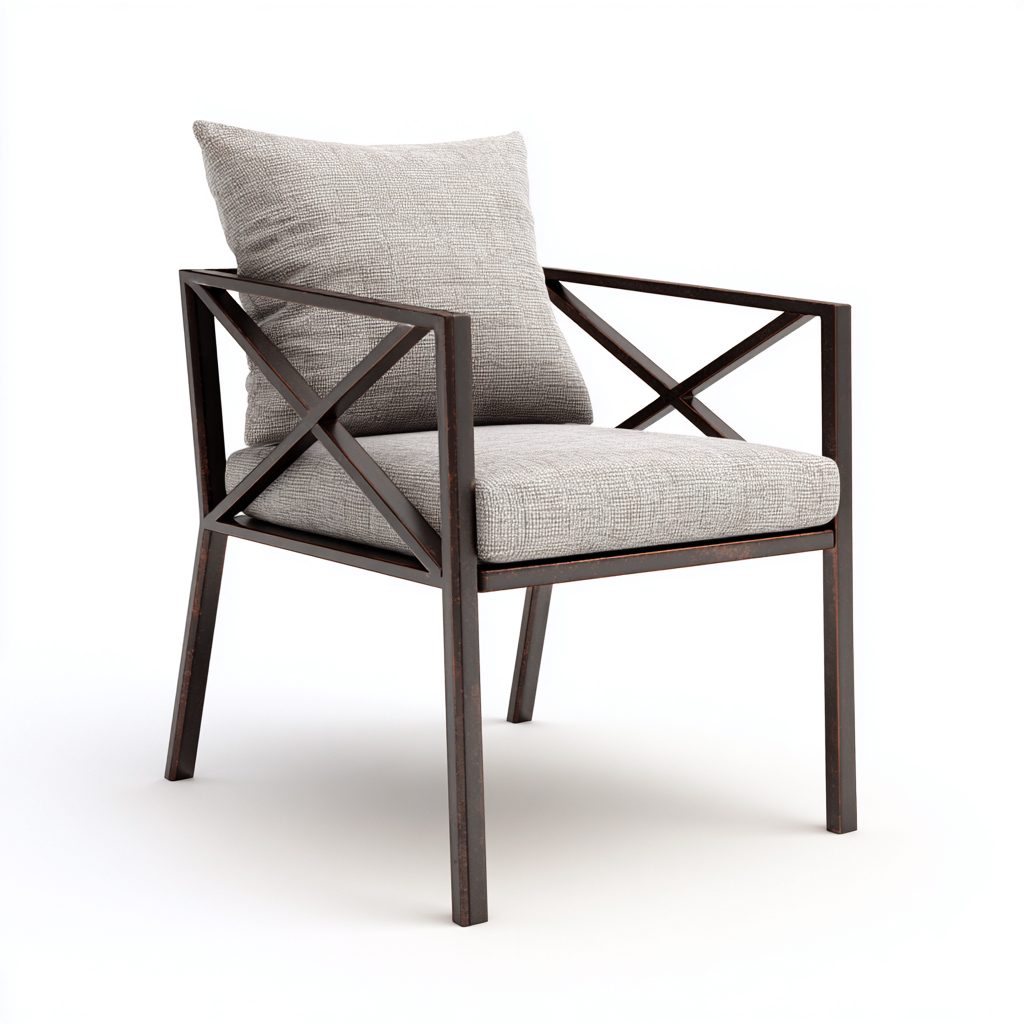 Chaise de jardin-métal-tissu-59x62x86 cm-beige-moderne-Placidla