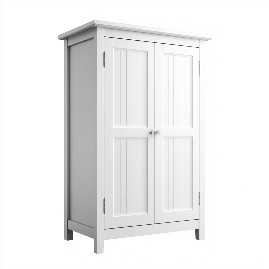 Armoire-Bois-Panneau blanc-118x54x192 cm-Blanc-Style classique-Placidla