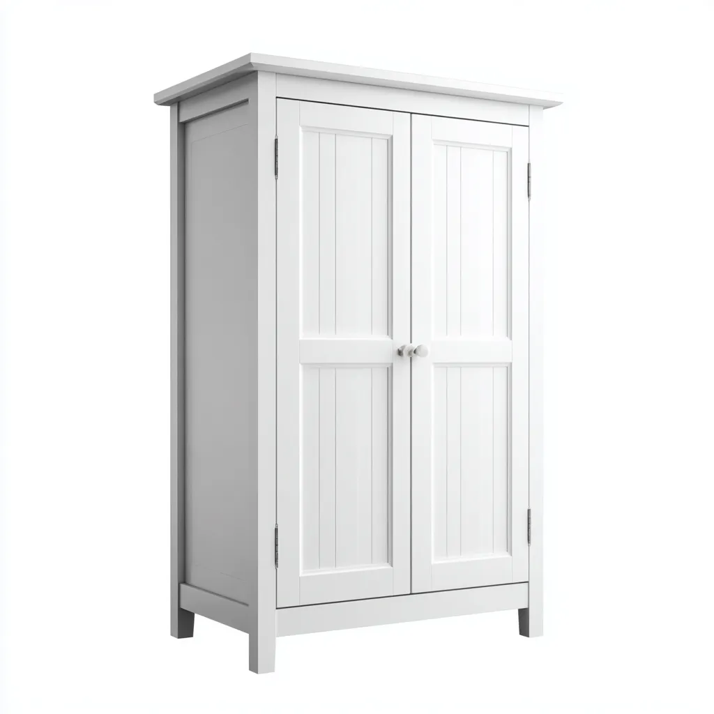 Armoire-Bois-Panneau blanc-118x54x192 cm-Blanc-Style classique-Placidla
