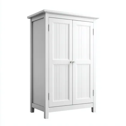 Armoire-Bois-Panneau blanc-118x54x192 cm-Blanc-Style classique-Placidla