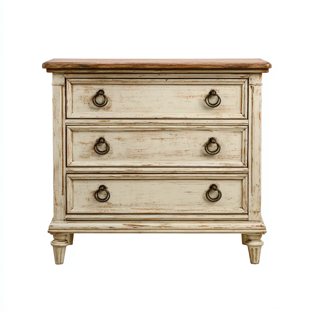 Commode - bois-métal - 102x46x90 cm - blanc-bois - style rustique-Placidla