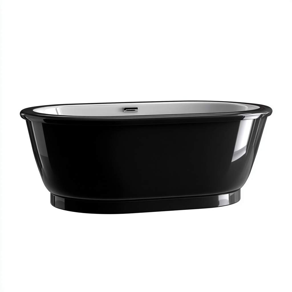 Baignoire-Acrylique-168x78x58 cm-Noir-Design moderne-Placidla