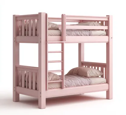 Lit superposé-bois massif-198x100x160 cm-rose pastel-style moderne-Placidla