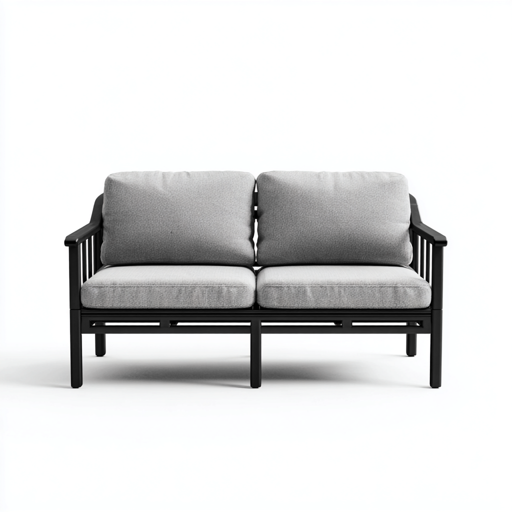 Canapé de jardin-aluminium-130x74x78 cm-gris clair-noir-design moderne-Placidla