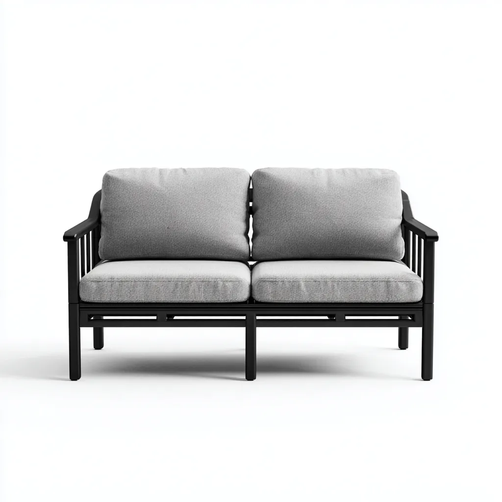 Canapé de jardin-aluminium-130x74x78 cm-gris clair-noir-design moderne-Placidla