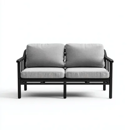 Canapé de jardin-aluminium-130x74x78 cm-gris clair-noir-design moderne-Placidla