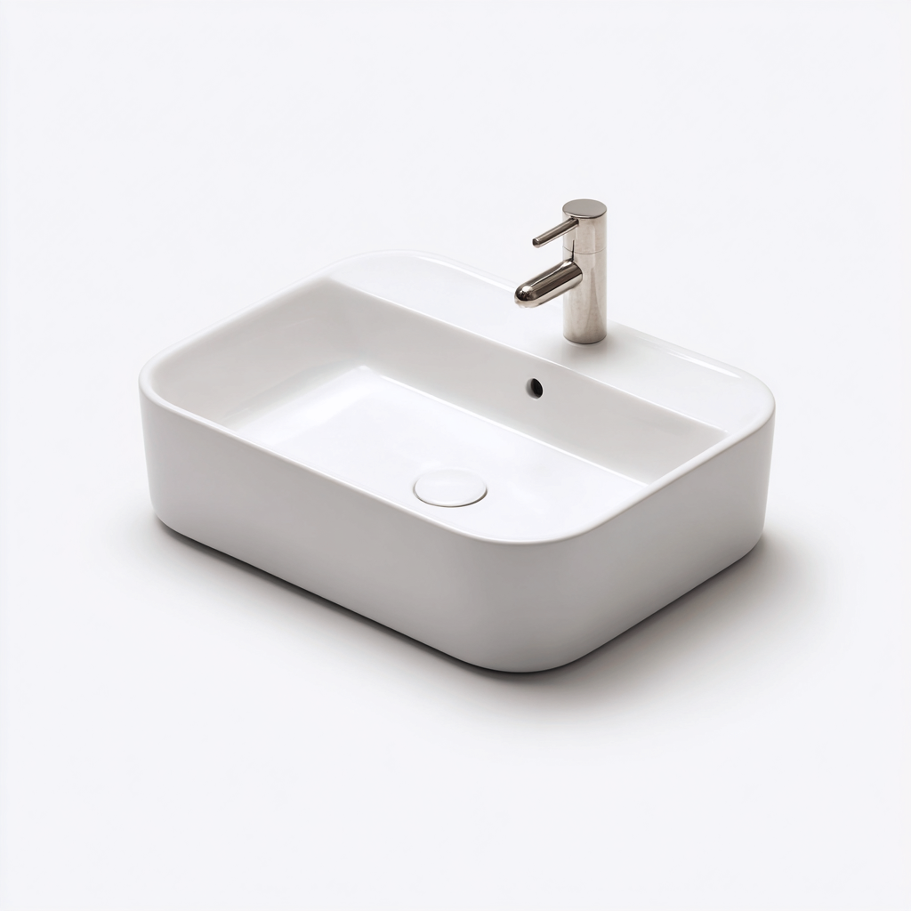 Lavabo - céramique - 55x40x15 cm - blanc - style moderne-Placidla