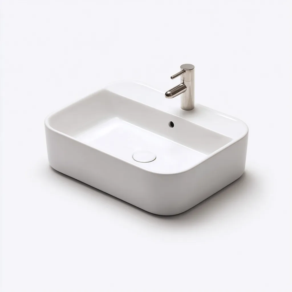 Lavabo - céramique - 55x40x15 cm - blanc - style moderne-Placidla
