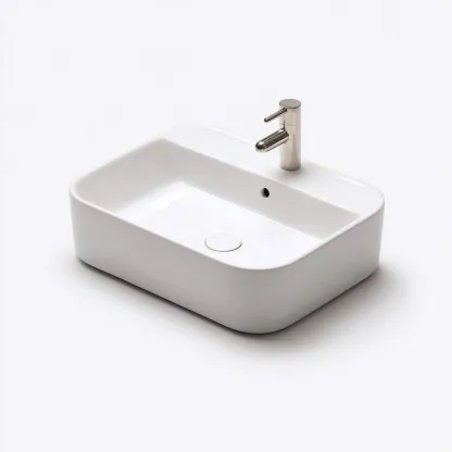 Lavabo - céramique - 55x40x15 cm - blanc - style moderne-Placidla