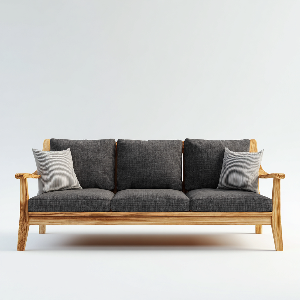 Canape de jardin-bois massif-tissu-188x83x87 cm-anthracite-naturel-style contemporain-Placidla