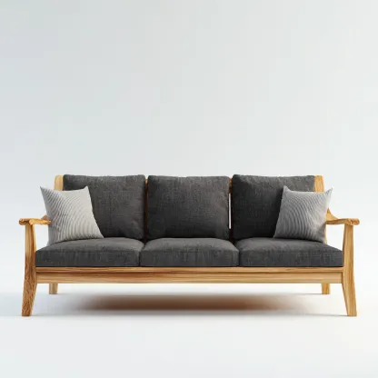 Canape de jardin-bois massif-tissu-188x83x87 cm-anthracite-naturel-style contemporain-Placidla