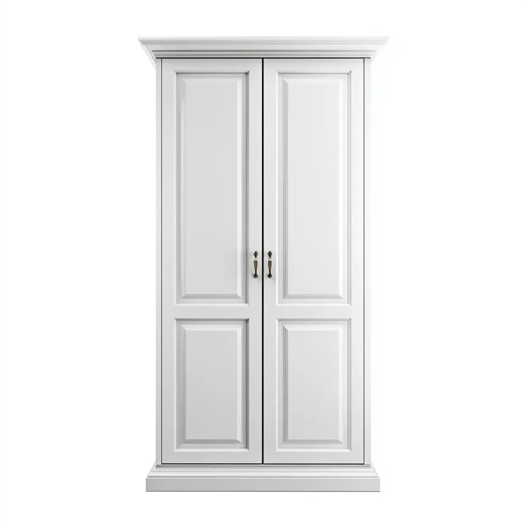 Armoire-Bois-Panneau blanc-130x62x208 cm-Blanc-Style classique-Placidla