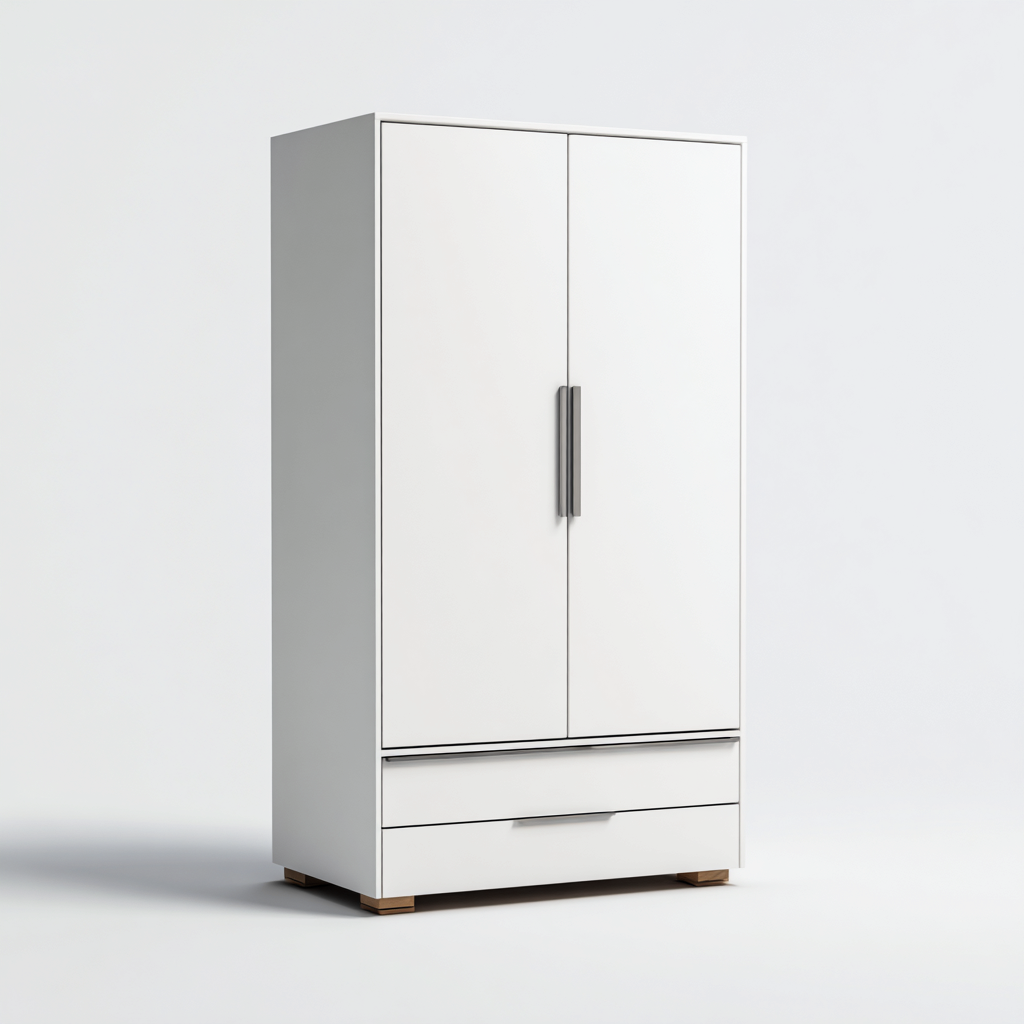 Armoire-Bois-Panneau blanc-115x55x185 cm-Blanc-Style moderne-Placidla