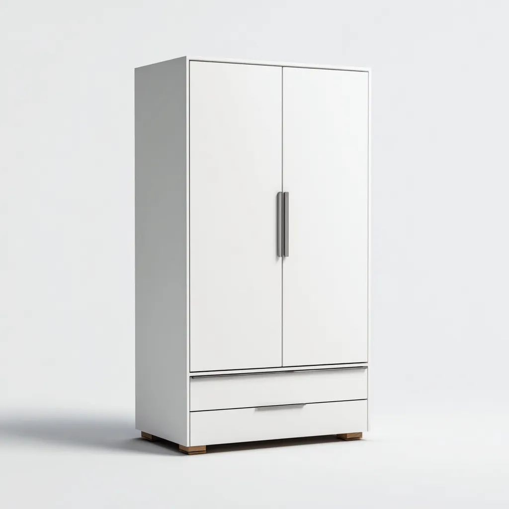 Armoire-Bois-Panneau blanc-115x55x185 cm-Blanc-Style moderne-Placidla