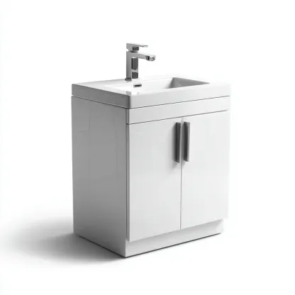 Meuble vasque-bois-céramique-60x45x87 cm-Blanc-Moderne-Placidla