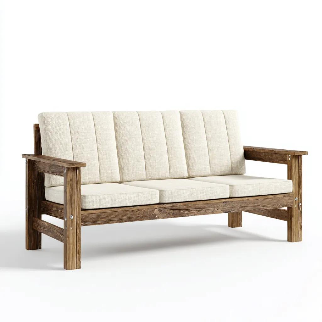 Canapé de jardin-bois massif-tissu-185x75x85 cm-beige-naturel-style contemporain-Placidla