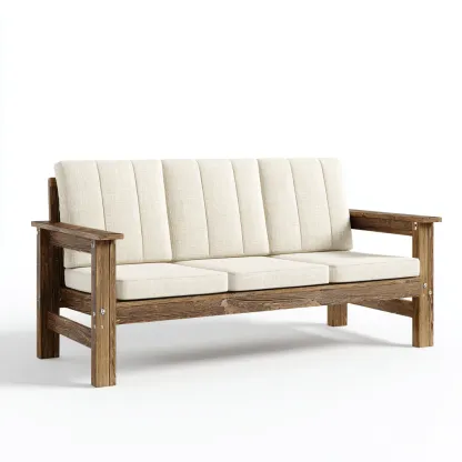 Canapé de jardin-bois massif-tissu-185x75x85 cm-beige-naturel-style contemporain-Placidla