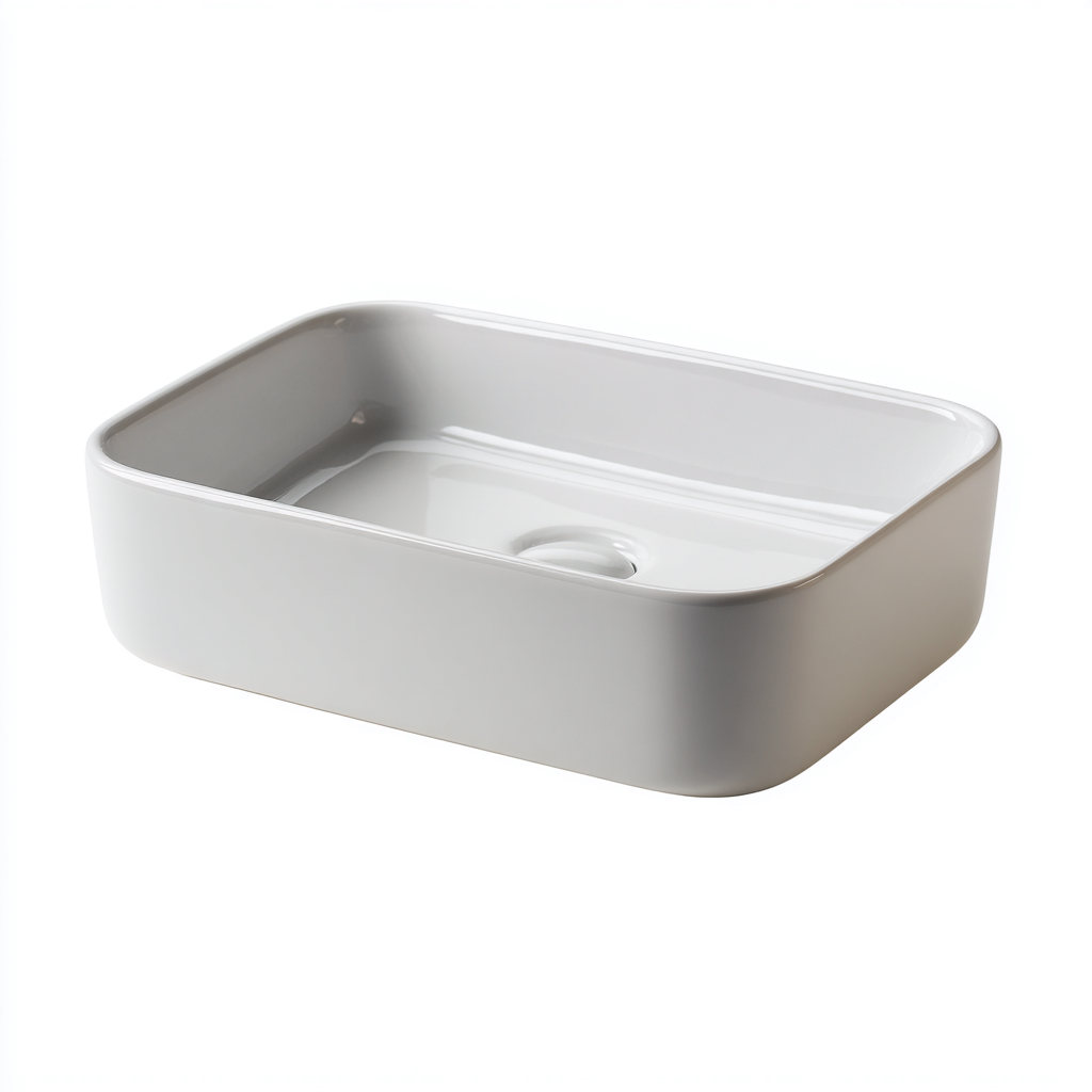 Lavabo - céramique - 52x38x13 cm - blanc - style moderne-Placidla