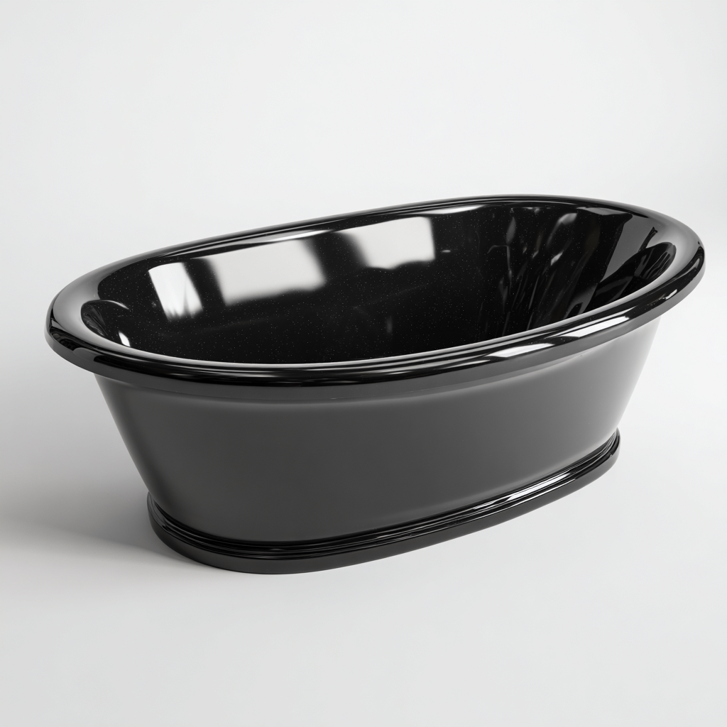 Baignoire-Acrylique-170x80x60 cm-Noir-Design classique-Placidla