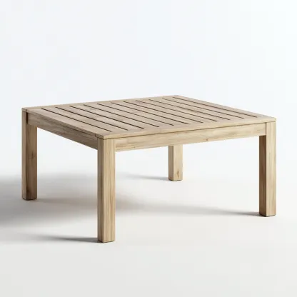 Table de jardin-bois-95x95x75 cm-bois naturel-style classique-Placidla