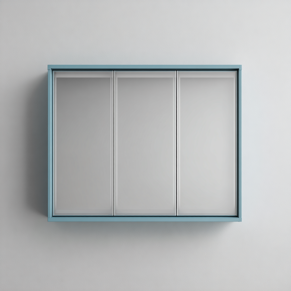 Rangement de salle de bain - métal-verre-bois MDF - 72x16x63 cm - bleu clair-gris - style moderne-Placidla