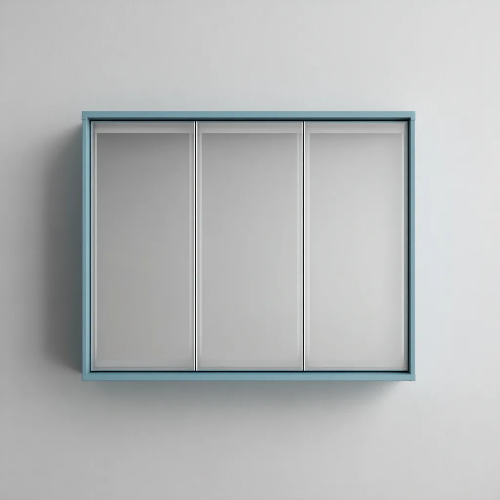 Rangement de salle de bain - métal-verre-bois MDF - 72x16x63 cm - bleu clair-gris - style moderne-Placidla