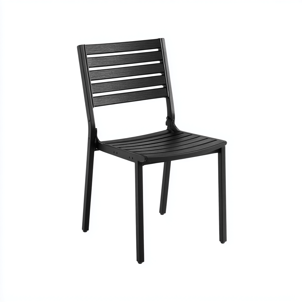 Chaise de jardin-plastique-métal-52x54x80 cm-noir-moderne-Placidla