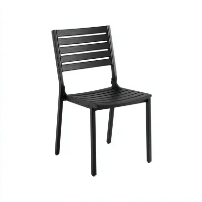 Chaise de jardin-plastique-métal-52x54x80 cm-noir-moderne-Placidla