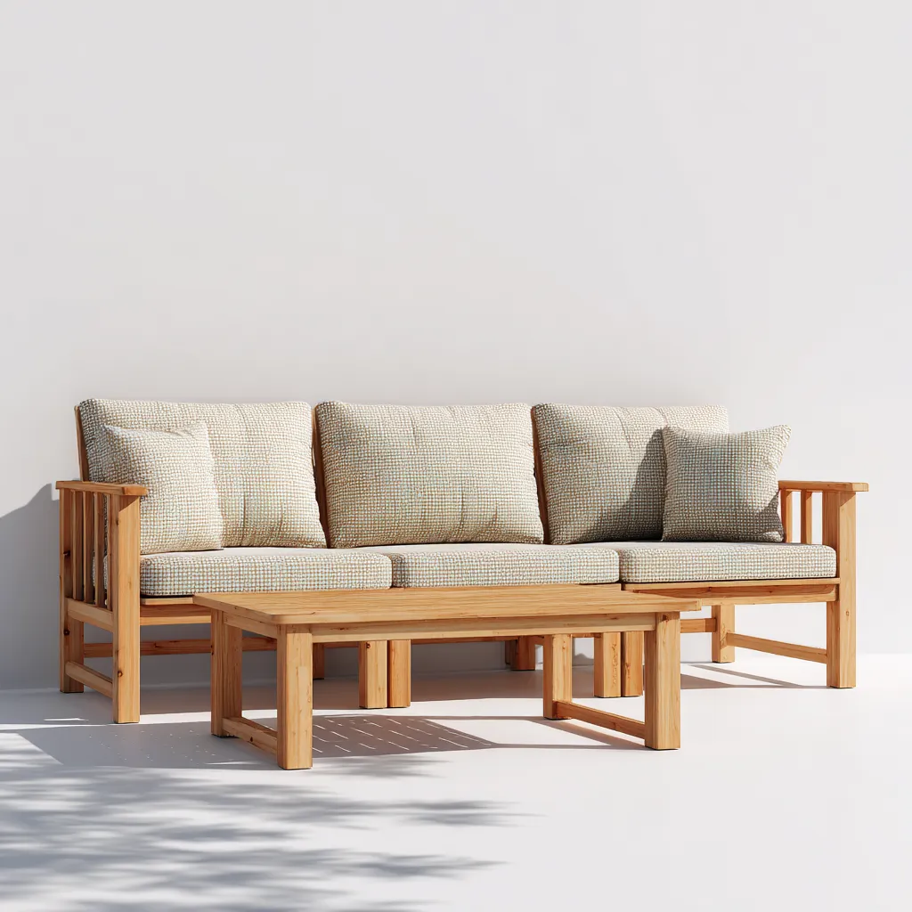 Canapé de jardin-teck-198x82x86 cm-beige-bois naturel-design moderne-Placidla