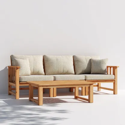 Canapé de jardin-teck-198x82x86 cm-beige-bois naturel-design moderne-Placidla